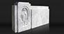 GM 305 - Custom White Pearl Granite Die with Carved BAS Relief of Our Lady.